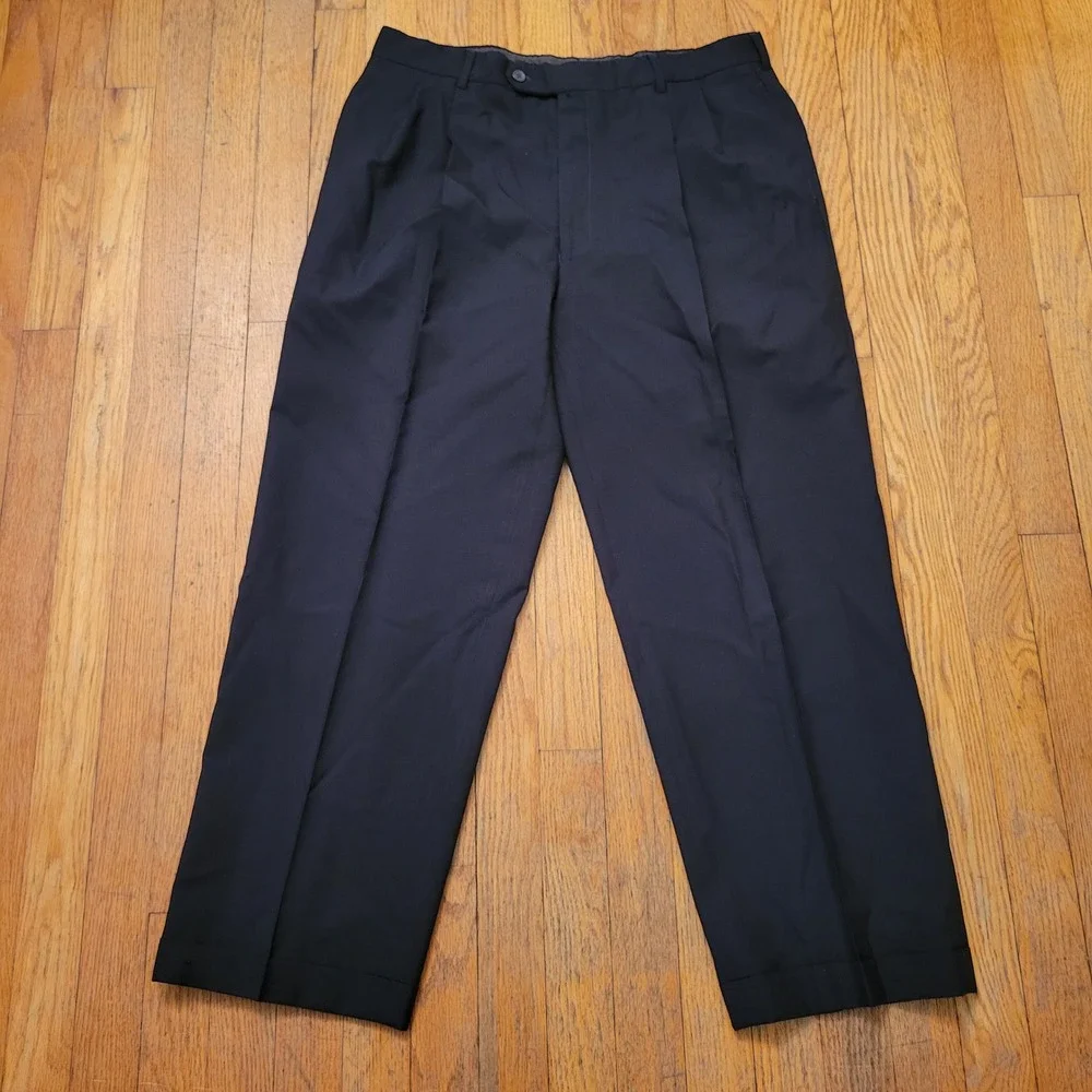 Jos A Bank 39R Suit Black Wool Preppy Jacket Pants 2 Pc Classic Mob Boss Dapper